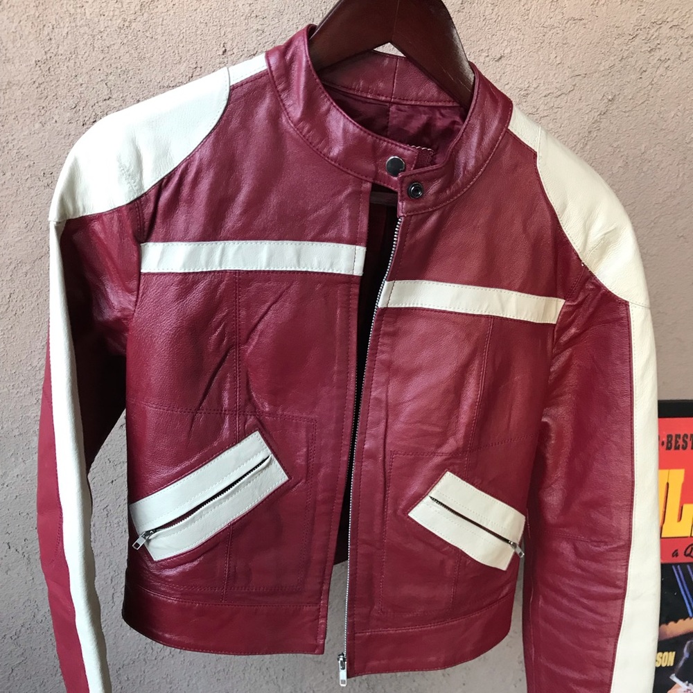 Burgundy Vintage Motorcycle Jacket